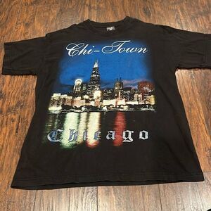VTG Chicago skyline graphic tee size 2XL on Anabil‎ USA black tag EUC